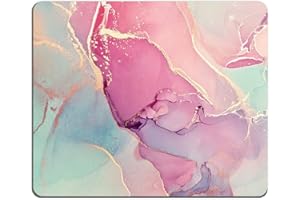 UTGYRRIK Mouse Pad, Square Mousepad, Personalized Premium-Textured, Non-Slip Rubber Base Mouse Mat, Waterproof Gaming Mouse Pad for Wireless Mouse, Computers, Laptop, Office, Home (Pink Green Marble)