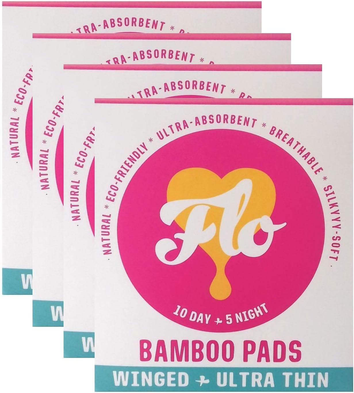 FLO Natural Bamboo Pads Winged & Ultra Thin 10 Day & 5 Night Pads