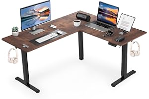 Lynxor L Shaped Standing Desk Adjustable Height, Dual Motor Corner Electric Standing Desk, 63 x 55 inch Home Computer Office Desk with 3 Memory Preset Controller, Sit Stand Gaming Computer Desk