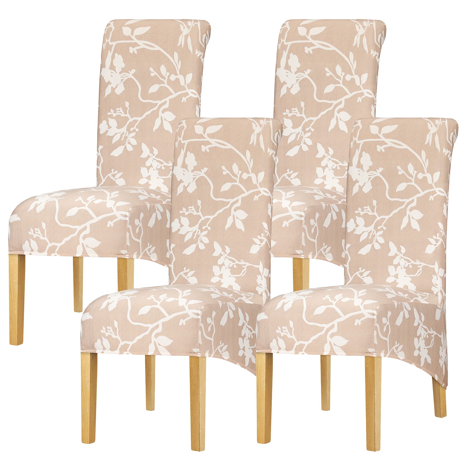 Leorate High Back Chair Covers Stretch Spandex Printing Chair Slipcover Seat Cover for Home Dining Room Kitchen Hotel Color-840 4 Pieces