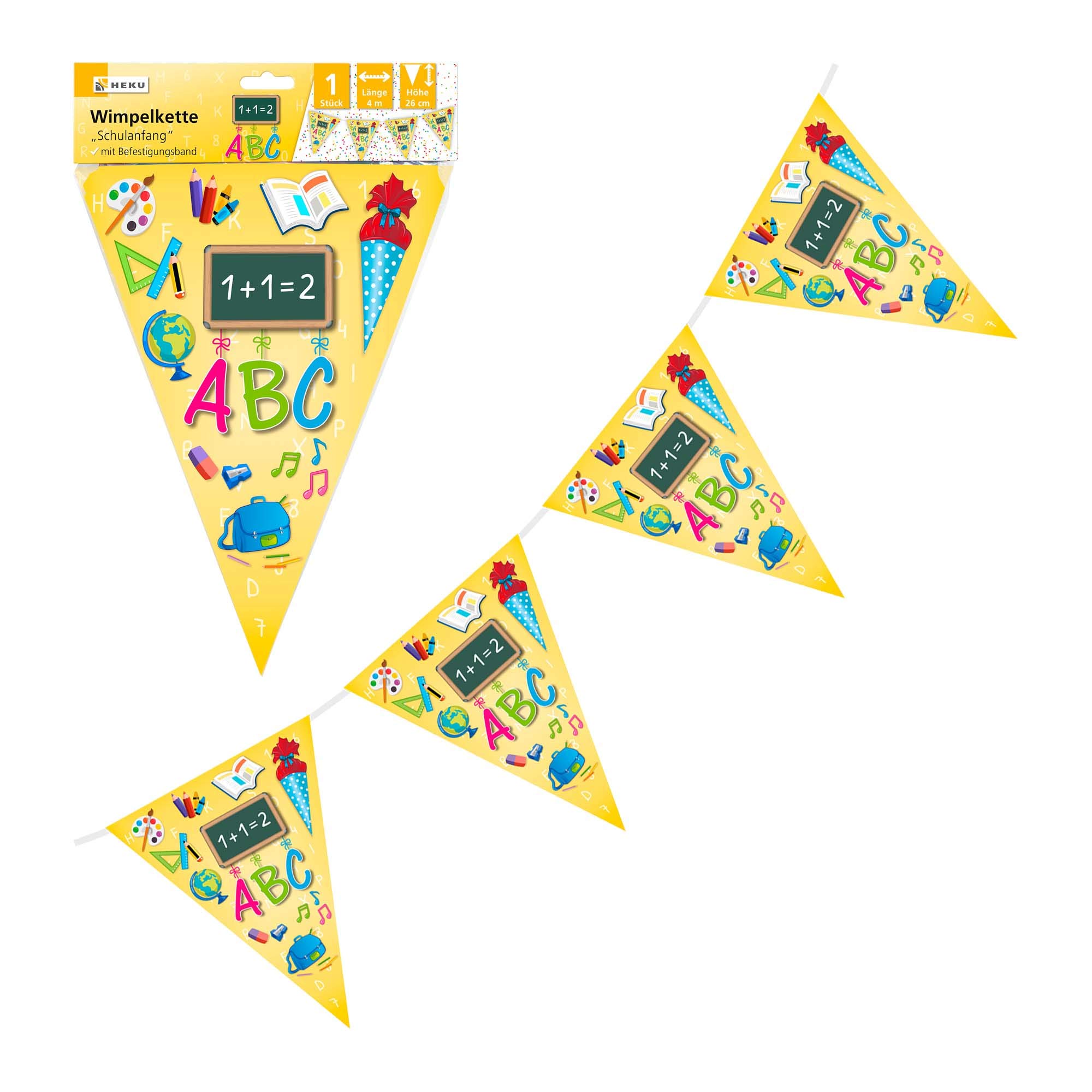 Heku 732-61 – First Day at School, Length 4 m, 1st School Day, Start of School, Garland, Hanging Decoration