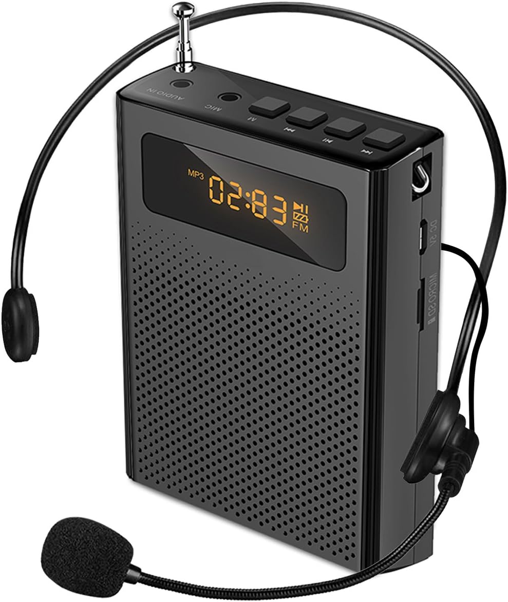 Portable Voice Amplifier for Teachers HaoWorks S268Pro 10W Compact and Lightweight Personal Microphone Headset Amplifier Rechargeable Small Pa Speaker with FM Radio Ideal for Teaching,Presentation