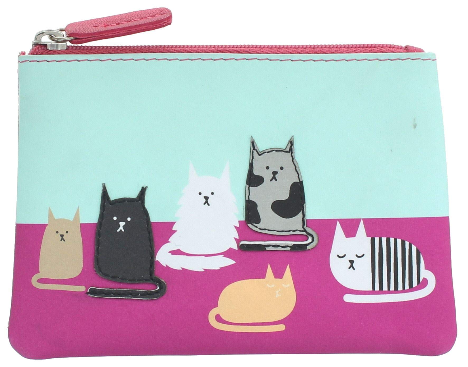 Mala Leather Applique and Printed Leather Coin Purse 4115_11 Clowder of Cats