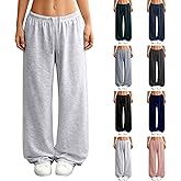 Baggy Wide Leg Sweatpants Women Lightweight Low Rise Sweatpants with Pockets Spring Comfy Yoga Pants Cotton Joggers