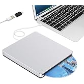 Guamar USB Superdrive for Apple Mac: Slim CD Burner Reader Aluminum Silver | Slot-in Portable DVD Player for MacBook Air/Pro/Neo,External CD/DVD Drive for Laptop PC Windows,USB C Adapter,Plug &amp; Play