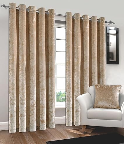 Asab Crushed Velvet Eyelet Curtains Luxury Velour For Living