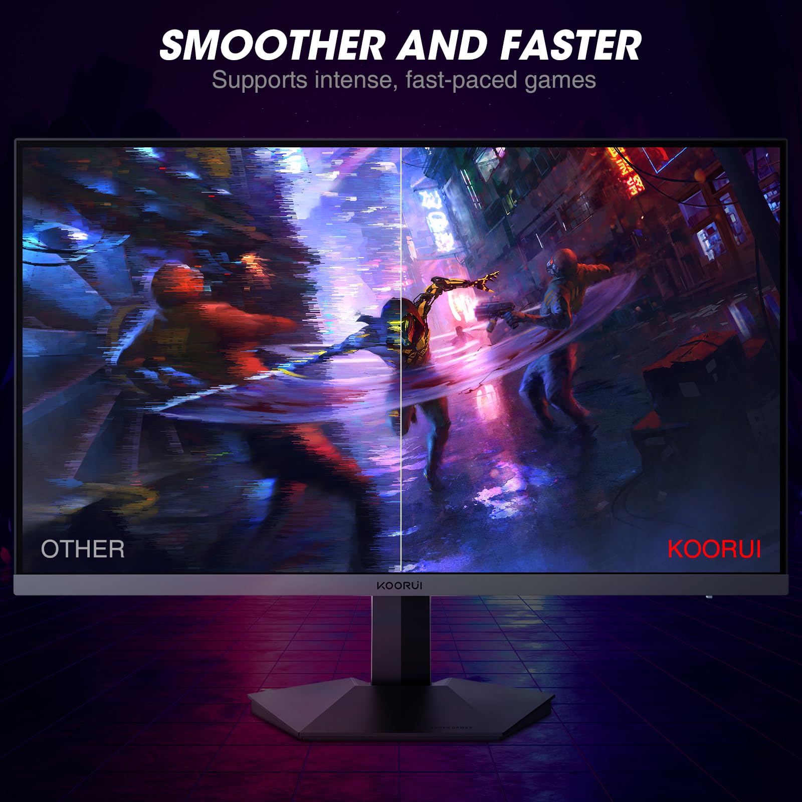 KOORUI Gaming Monitor 27 Zoll, PC Bildschirm 240Hz, FHD, 1ms, Adaptive Sync (1920 x 1080p, DCI-P3 90%, SRGB 100%, HDMI, DisplayPort, VESA 75x75) 3