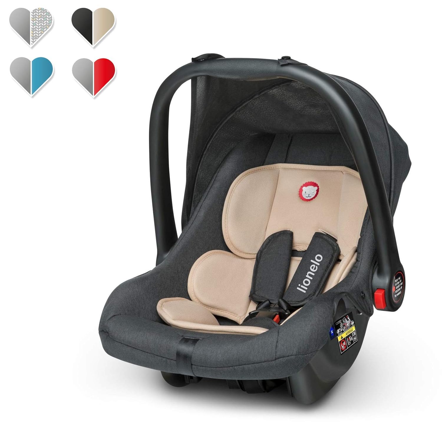 Lionelo Noa Plus Kindersitz, Autokindersitz Gruppe 0+ (0 bis 13 kg), ab Geburt, ECE R44/04, TÜV (Beige)