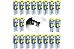 Boodled 10x Super Bright 3030 SMD T5 Canbus Error Free White Instrument Speedo Gauge Cluster 37 73 74 79 17 57 LED Lights bul