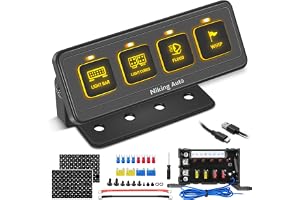 Wireless 4 Gang Switch Panel, Niking Auto Multifunction Offroad LED Switch Pods with Toggle Pulse Auxiliary Universal Circuit Control 12V Relay System Control Box for Trucks SUV UTV Car Boat RV Marine