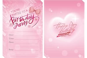 Birthday invitations for girls, 30 birthday invitations for children with words filled in, birthday invitations, decorated wi