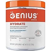 The Genius Brand Genius Hydrate - Electrolyte Supplement for Daily Hydration - Coconut Water - Sugar-Free - 8 Essential Minerals & Nutrients - Non-GMO - Blue Raspberry - 50 Servings