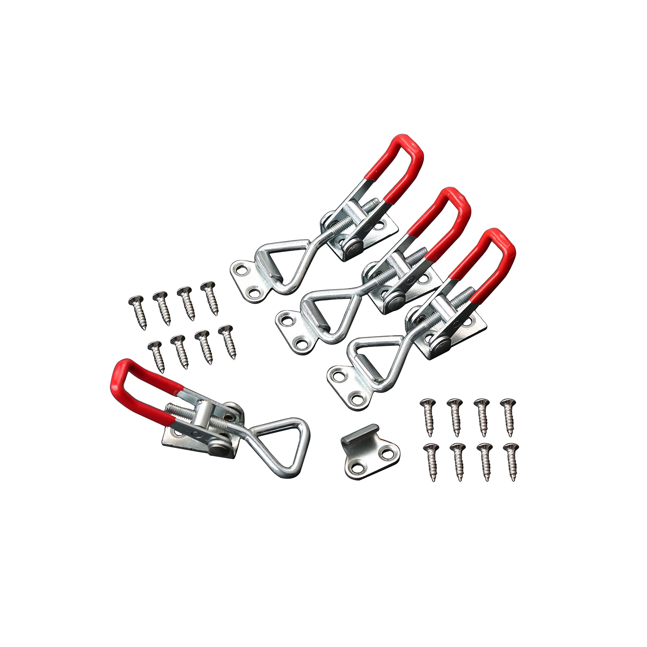 4 Pcs Toggle Clamp Latch, Quick Release Push Pull Clamps with Mounting Screw, Adjustable Hasp Clip Catch with Lock Hole for Door Cabinet Box Case