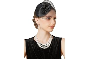 BABEYOND Fascinators Hats for Women - Tea Party Hat Kentucky Fascinator Derby Flower Mesh Pillbox Hat for Bridal Wedding