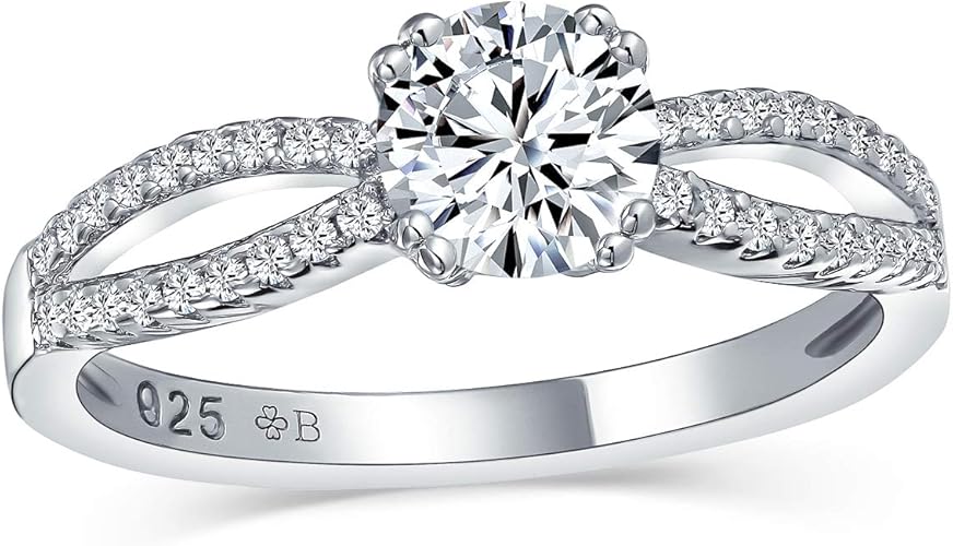 Amazon ブリングジュエリー Cz シルバー925製 1カラット ラウンド ブリリアントカット 無限モチーフバンド 婚約指輪 サイズ11号 リング 通販