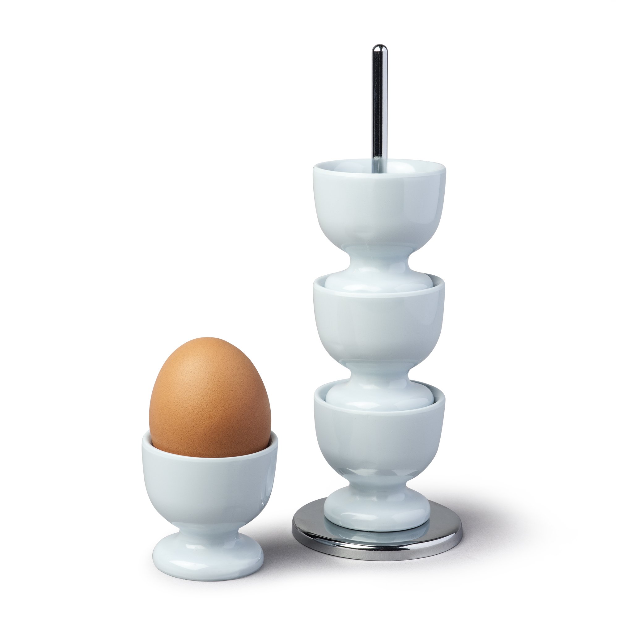 Zeal G277C Stack and Store Egg Cups/Holders, Set of 4 with Chrome Storage and Carry Stand, Cream