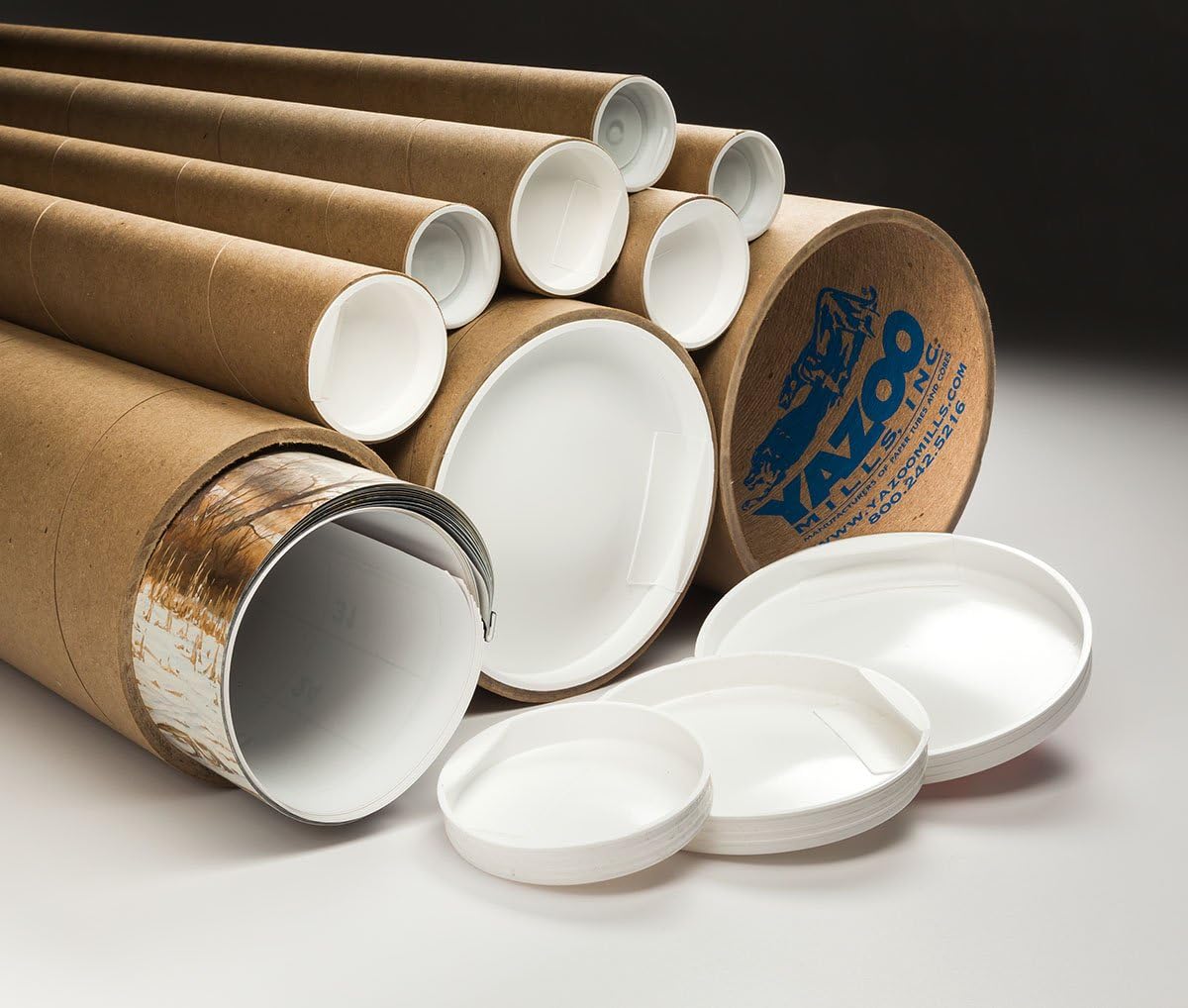 Yazoo Mills8" x .250 x 60 Extra Heavy Duty Kraft Mailing Tubes with Plugs (Pack of 2)