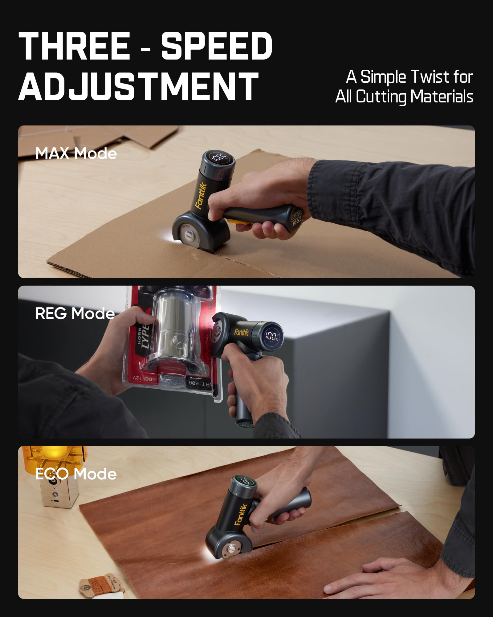 Fanttik C8 Nano Easyswap Cordless Electric Scissors with LED Display, Rechargeable Cardboard Cutter with 2 Blades, EasySwap Blade Change, LED Light, for Thin Cardboard Box Carpet Leather - Black