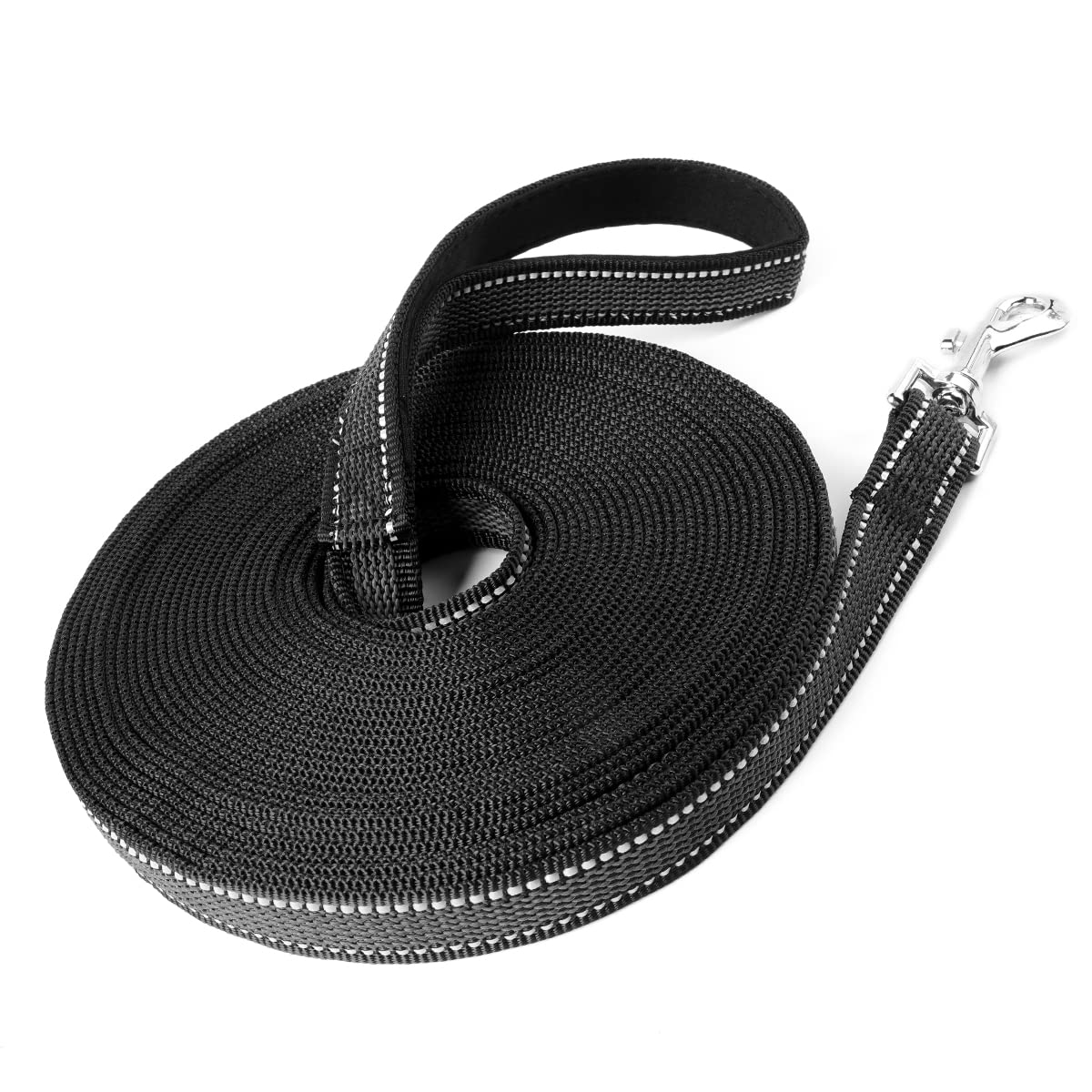 Hwanjia Dog Training Lead Leash 10m/32ft Recall Obedience Dog Training Leads Strong Long Line Dog Lead with Soft Padded Handle for Large Medium and Small Dogs Play Pet Training Tracking (Black)