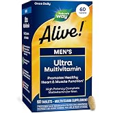 Nature's Way Alive! Men&rsquo;s Daily Ultra Potency Multivitamin Tablets, 60 ct | Complete High Potency Men&rsquo;s Daily Vitamin Promotes Heart &amp; Muscle Function*, B-Vitamins, Zinc and Antioxidants