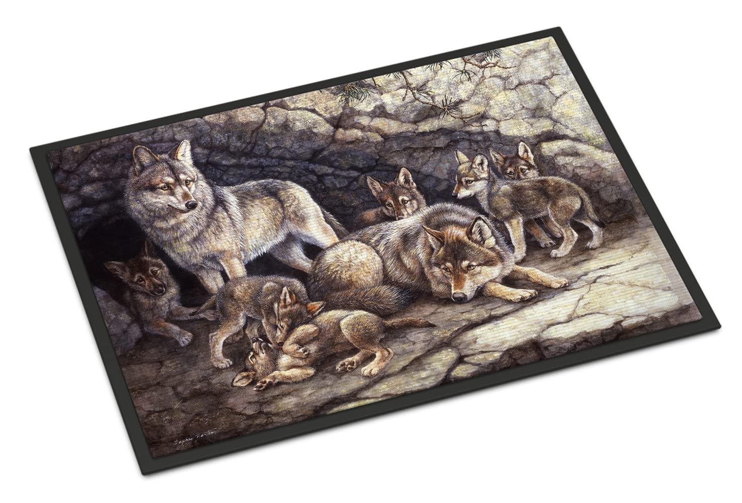 Caroline's Treasures Wolf Wolves by the Den Indoor or Outdoor Mat 24x36 BDBA0157JMAT, Fabric, 2' x 3' (Rectangular)