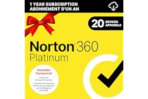 Norton 360 Platinum, 2026 Ready, Antivirus software for 20 Devices, 1-Year Subscription - Includes VPN, Dark Web Monitoring a