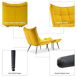 MCombo Accent Chair with Ottoman, Modern Velvet