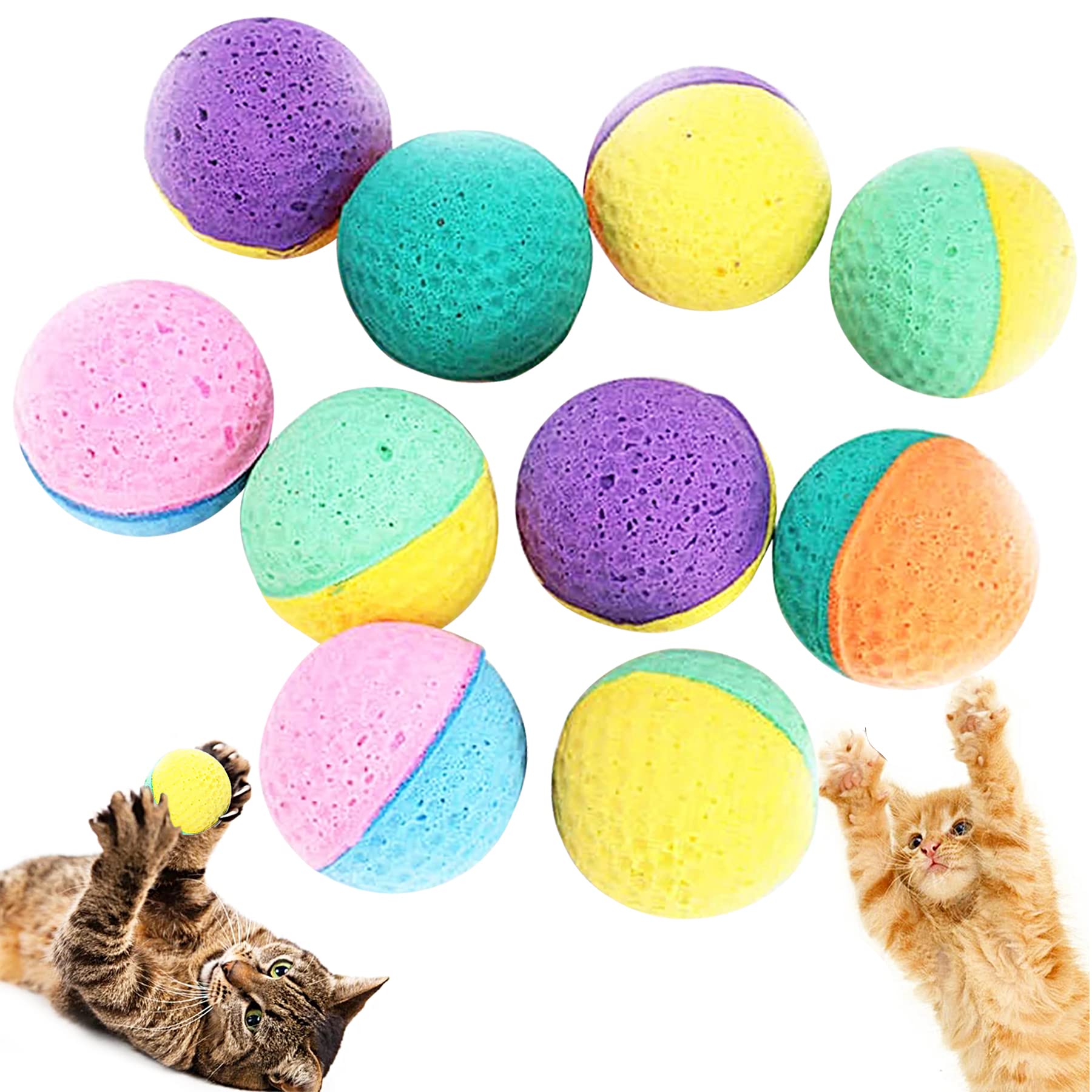 BIPY 20PCS Cat Ball Toy Foam Latex Cats bouncy Balls Elastic Sponge Ball Colorful Indoor Kitten Interactive Catch Chase Chew Balls Toy for Kittens Pets Play Exercise toy Supplies Random Color (4cm)