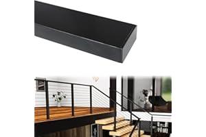 Muzata 6'6" Black Cable Railing Handrail Rectangular Stainless Steel Handrail for Cable Railing System Top Rail Deck Stair Indoor Outdoor Length Adjustable with Paper User Guide HT10 BP4