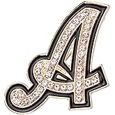 PATIKIL Rhinestone Letter Brooch Pins, Initial Broaches Metal Crystal Alphabet Lapel Pin Black Edge for Women Jewelry Gift Suit Clothes Hat Dress Coat Craft