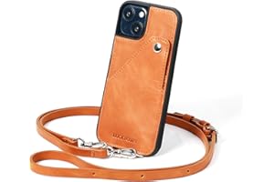 LUCKYCOIN Crossbody Phone Case for Apple iPhone 15 6.1 in,Leather Wallet Phone Case with Card Holder,Crossbody Purse Phone Case and Wallet with Pockets and Removable Shoulder Strap - Brown