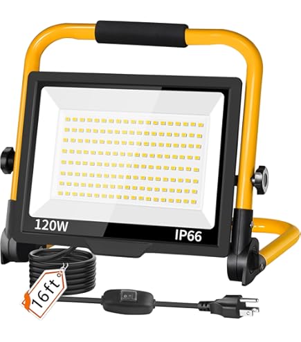 UFOND 6000 Lumen LED Work Light with Stand,60W Waterproof Flood
