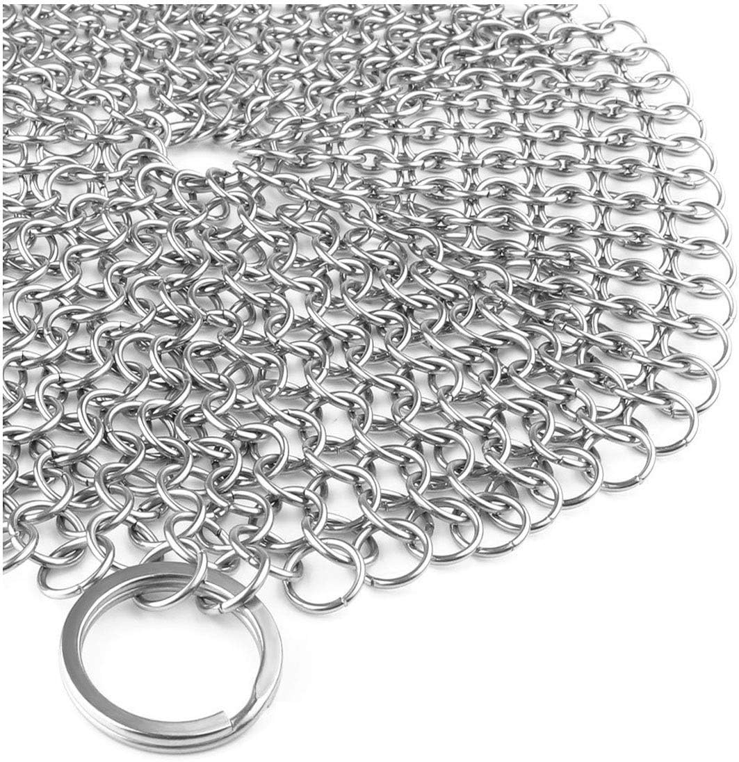 KitCast The Original 7" Stainless Steel Cast Iron Cleaner Chainmail Scrubber for Cast Iron Pan Pre-Seasoned Pan Dutch Ovens Waffle Iron Wok Cauldron Tortilla Press Hibachi Griddle with eBook (KCC316)