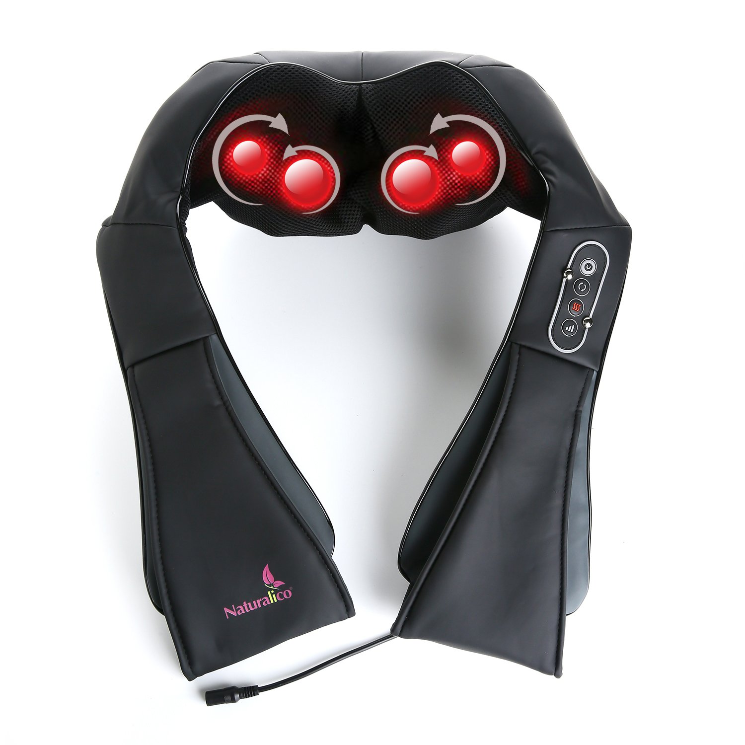 Naturalico Shiatsu Massager - Kneading Massage Therapy for Foot, Back, Neck and Shoulder Pain - Relieves Sore Muscles - Total Body Relaxation