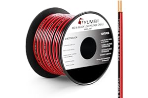 TYUMEN 40FT 18 Gauge 2pin 2 Color Red Black Cable Hookup Electrical Wire LED Strips Extension Cord 12V/24V DC Cable, 18AWG Flexible Wire Extension Cords for LED Ribbon Lamp Tape Lighting
