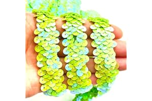 Lmlliang 5 Yards 0.8Inch Elastic Sequin Ribbon Trim Glitter Metallic Stretch Flat Sequinfor DIY Crafts, Sewing Dress Fabric Ribbon Sewing Craft Supplies(Fruit Green)