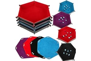 Yadiana Foldable Hexagon Dice Trays Set, 4 Piece PU Leather Dice Holder, Perfect for RPG, DND, and Other Table Games, Dice Ro