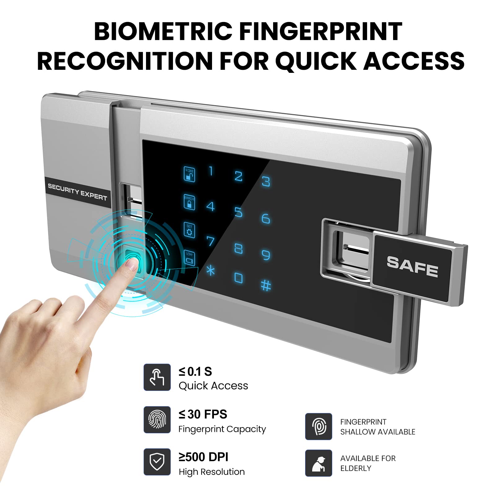 Marcree Biometric Fingerprint Safe Box, 2.0 CUFT Fingerprint Security Safe Box with Combination Lock and Voice Prompt and Dual Warning and Private Inner Cabinet for Money Documents Valuables