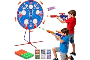 ALIEX Spider Upgraded 2-in-1 Shooting Games Toys: Rotating Target, 2 Air Blasters & 24 Foam Balls, Bean Bag Toss Game for Kids, Indoor Outdoor Yard Party Games for Boys Girls 4 5 6 7 8 9 10+ Year Old Gift