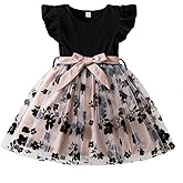 NNJXD Princess Girl Casual Bowknot Dress Ruffles Toddler Girls Kids Clothes