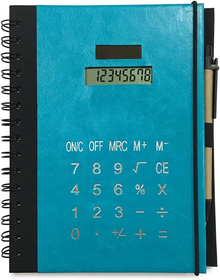 Bonniee 8" Multifunction Stationery Book in PU Leather Business Ruled Diary Notebook with Calculator, Card Slot, Sticky Notes and Ballpoint Pen Personal Organiser