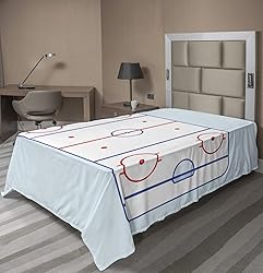 Ambesonne Hockey Flat Sheet, Ice Hockey Field in