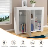 Panana Sideboard Cupboard Unit with 4 Glass Shelves RGB LED White view 4