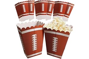 EACITOWN 12 Pcs Football Popcorn Boxes Paper Football Party Popcorn Buckets Football Game Day Supplies for Football Themed Birthday Party Taligate Party Favors
