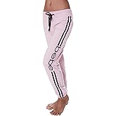 bebe Womens Sweatpants Joggers, French Terry Lounge Pants with Gathered Cuffs, Logo Pajama Pants for Women
