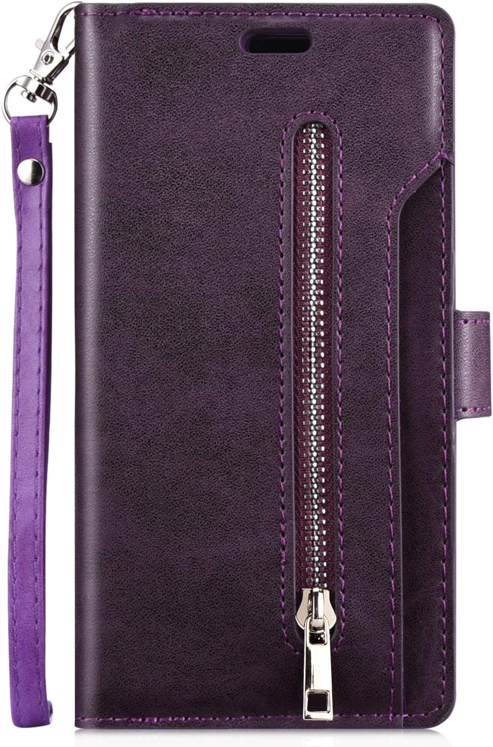 Robinsoni Case Compatible with Samsung Galaxy S10 Plus Wallet Phone Case Leather Case Nine Card Slot Wallet Phone Case with Zipper Folio Flip Book Style Case Notebook Cover for Galaxy S10 Plus,Purple