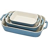 Staub 3-Pc Ceramic Baking Dish Set, Oven Safe Up To 570&deg;F, Turquoise | Oven-to-Table for Lasagnas, Roasts &amp; Apple Crisp. Dishwasher Safe Includes Baking Dish 7.5 x 6", 10.5 x 7.5" &amp; 13 x 9"