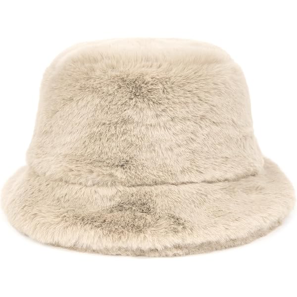 NEW Mongolian Fluffy‎ Furry White Faux Fur Luxury Ear Coverage Bucket Beanie Hat 2024 New Mongolian Fur Hat - Warm Faux Fur Winter Cap main image 4