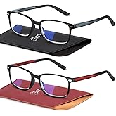 EASY READ 2 Pairs Sporty Style Reading Glasses for Men,Rectangular TR90 Blue Light Blocking Readers with Spring Hinge