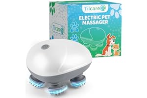 Handheld Pet Massager for Dogs and Cats by Tilcare - Electric Cat and Dog Massage Tool - Head and Back Scratcher for Relievin